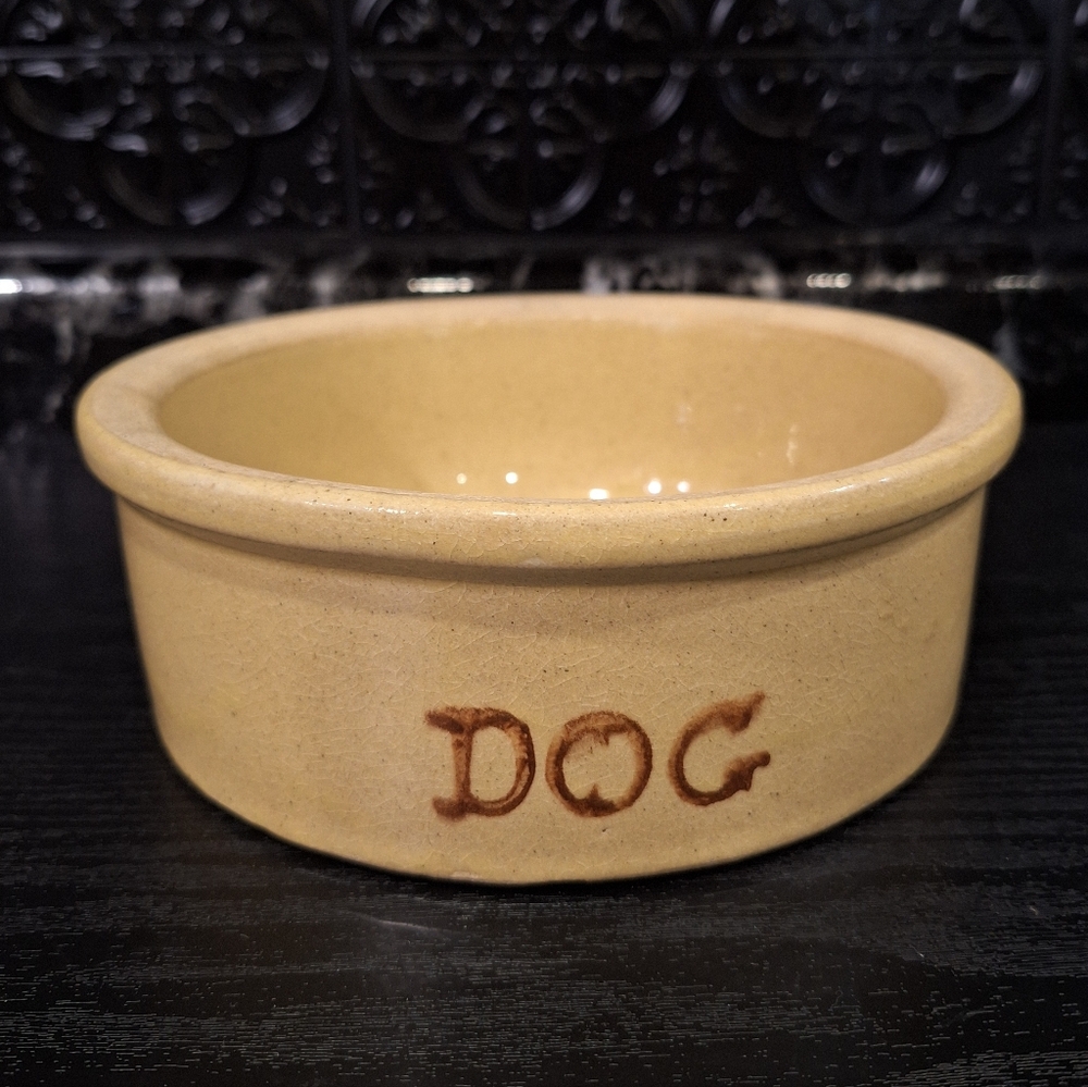 1 Vintage Robinson Ransbottom Heavy Duty Dog Crock, Stonewear Crock, Pet Bowl
